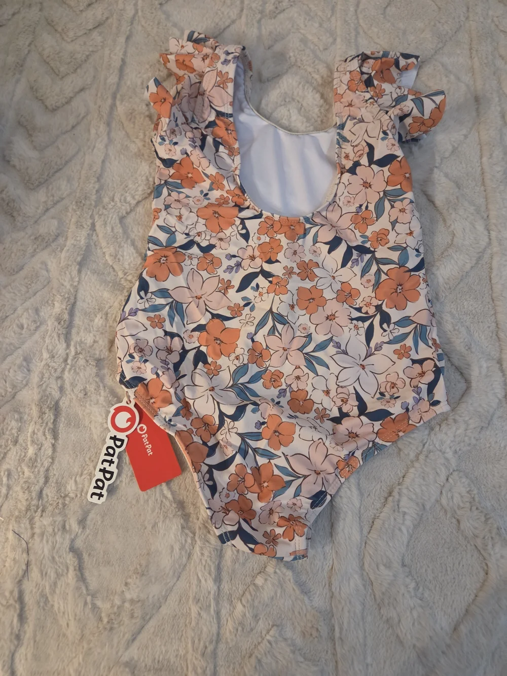 Girls Floral‎ One-Piece Swimsuit in Orange Ditsy Print Size 6 Girls Swimwear